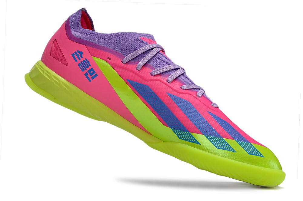 Adidas X Crazyfast.1 Indoor Soccer Cleats - Lucid Lemon/Royal Blue/Pink