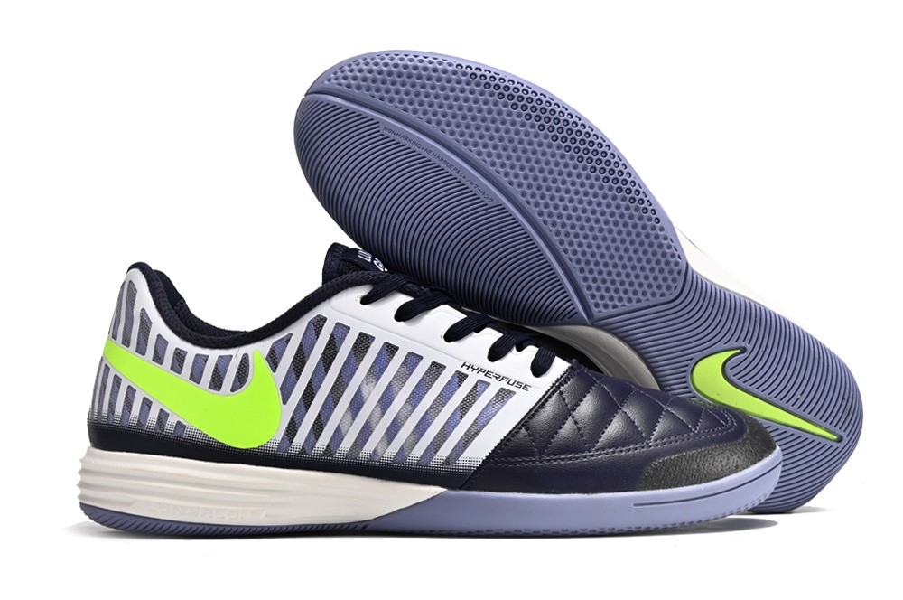 Nike Lunar Gato II IC Indoor Soccer Cleats - White/Navy/Volt
