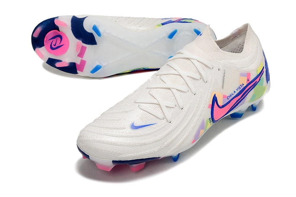 Nike Phantom So Cal Disruption GX 2 Elite FG Cleats - White/Blue/Pink