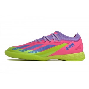 Adidas X Crazyfast.1 Indoor Soccer Cleats - Lucid Lemon/Royal Blue/Pink