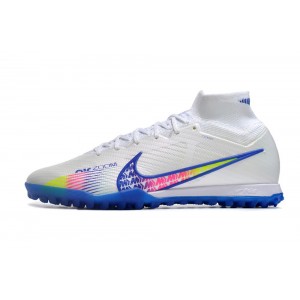 Nike Zoom Mercurial Superfly 9 Elite TF Turf - White/Royal Blue/Pink