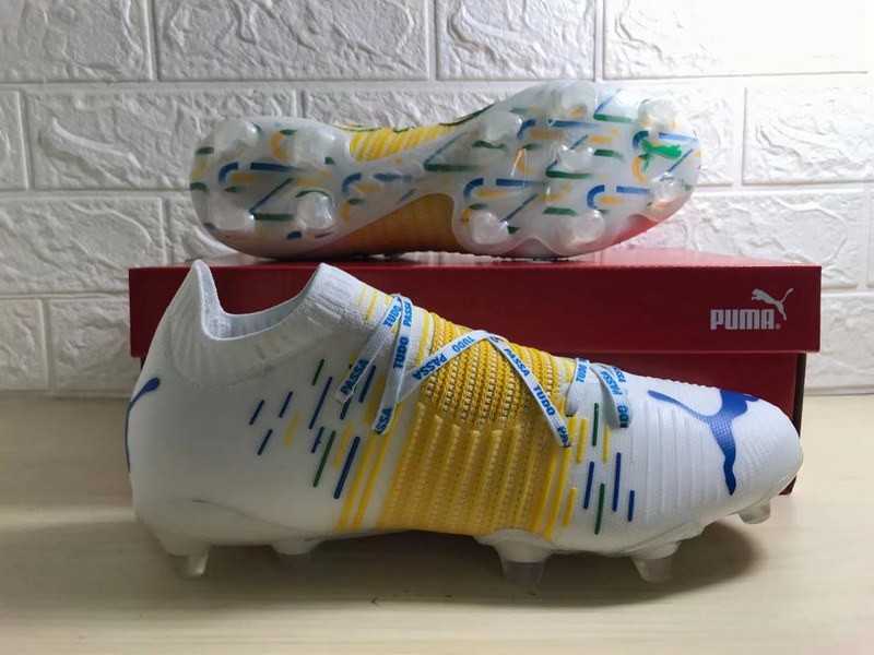Lower Price Puma Future Z 1 1 Fg Ag Njr Neymar Copa America In White Yellow Blue Cleats